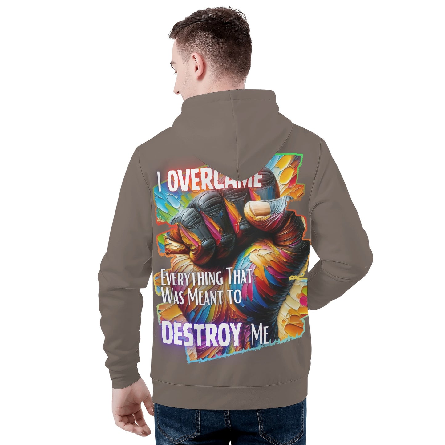 Mens All Over Print Warm Velvet Lined Hoodie I Am Black, I Am Me...