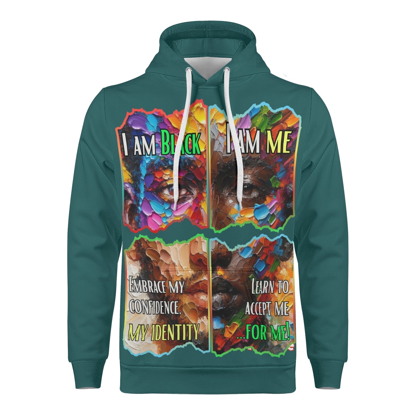 Mens All Over Print Warm Velvet Lined Hoodie I Am Black, I Am Me...