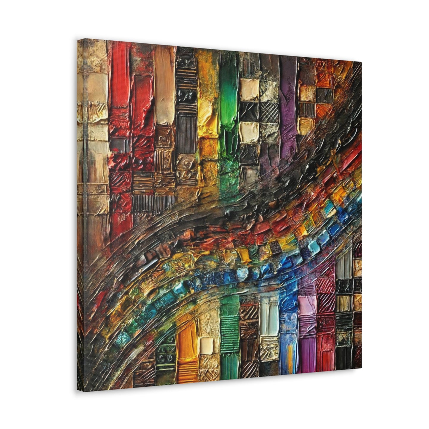 Art Print, African Print, Black Power, Abstract Oil Finish, Unity, One Love, Canvas Gallery Wrap