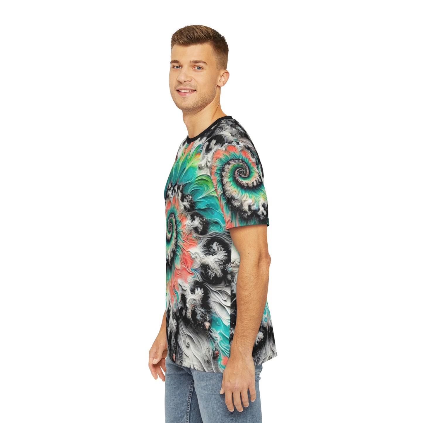 Men's Brushed Polyester Short Sleeve Tee (AOP), Tie-Dye Pattern