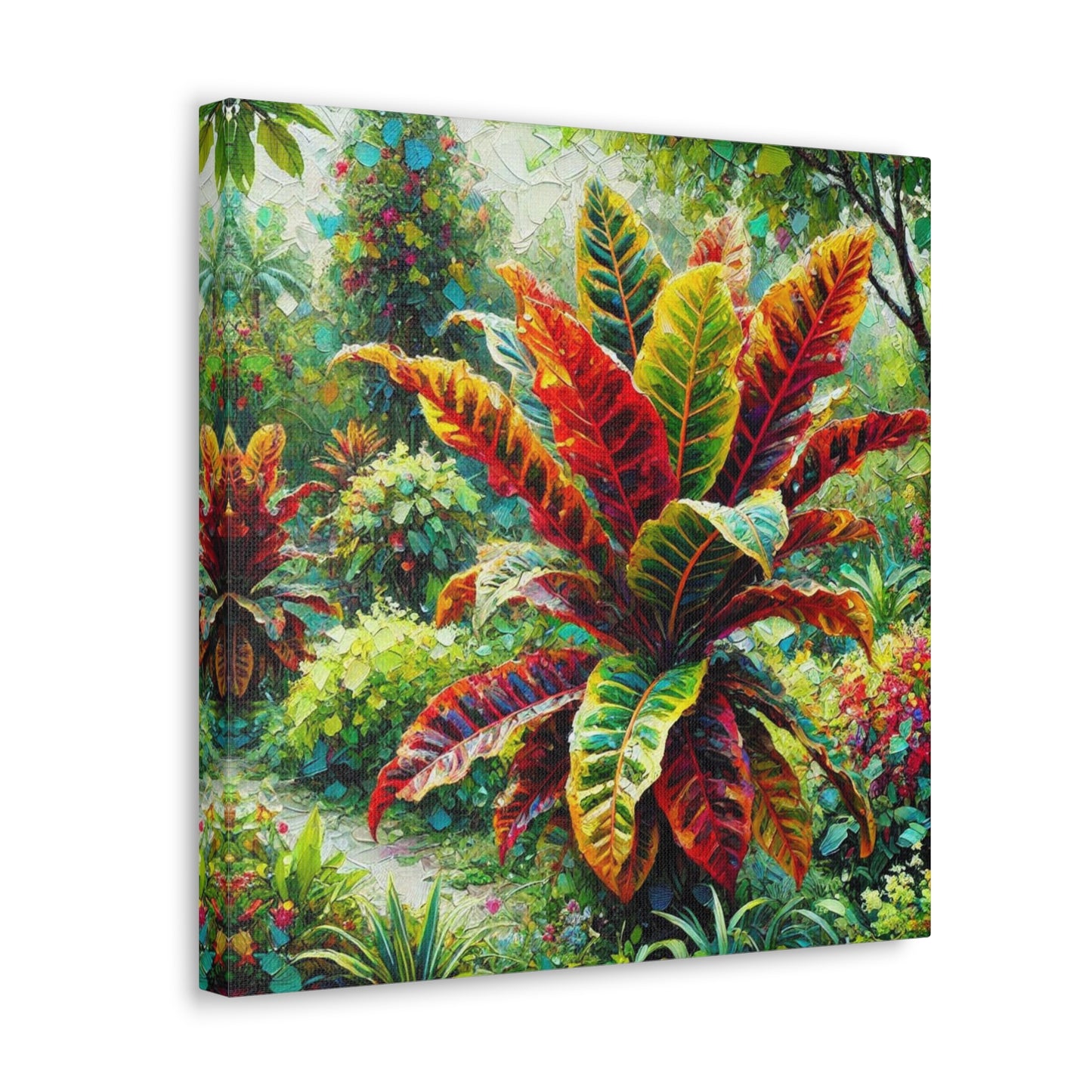 Art Print, Crotons, Oil Finish, West Indian Art, Canvas Gallery Wraps