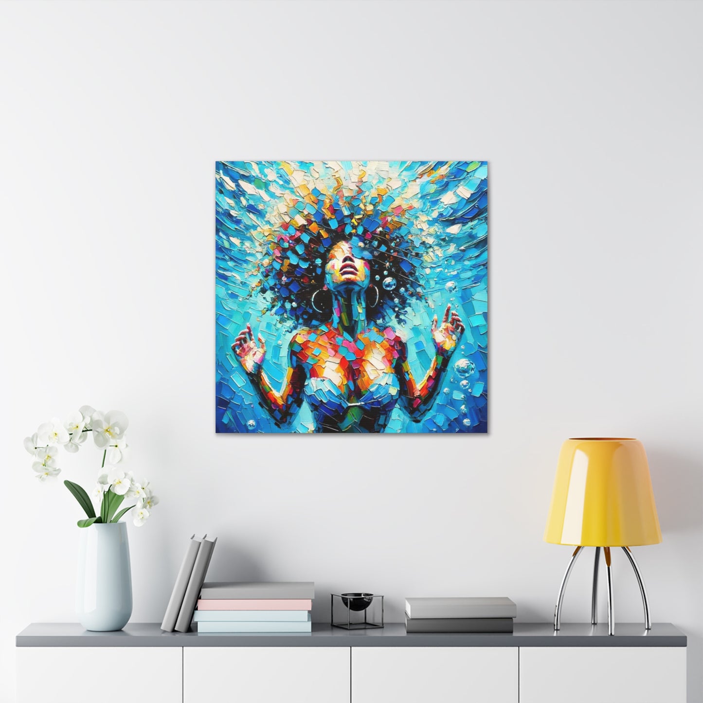 Art Print, Afro-Caribbean Woman, "Submerged" Abstract Oil Finish, West Indian Ethnicity, Cultural, Heritage, Abstract, Canvas Gallery Wrap