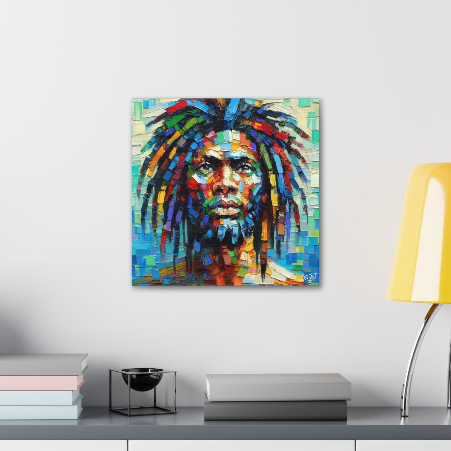 Art Print, "African Man" Oil Finish, West Indian Ethnicity, Cultural, Heritage, Abstract, Canvas Gallery Wrap