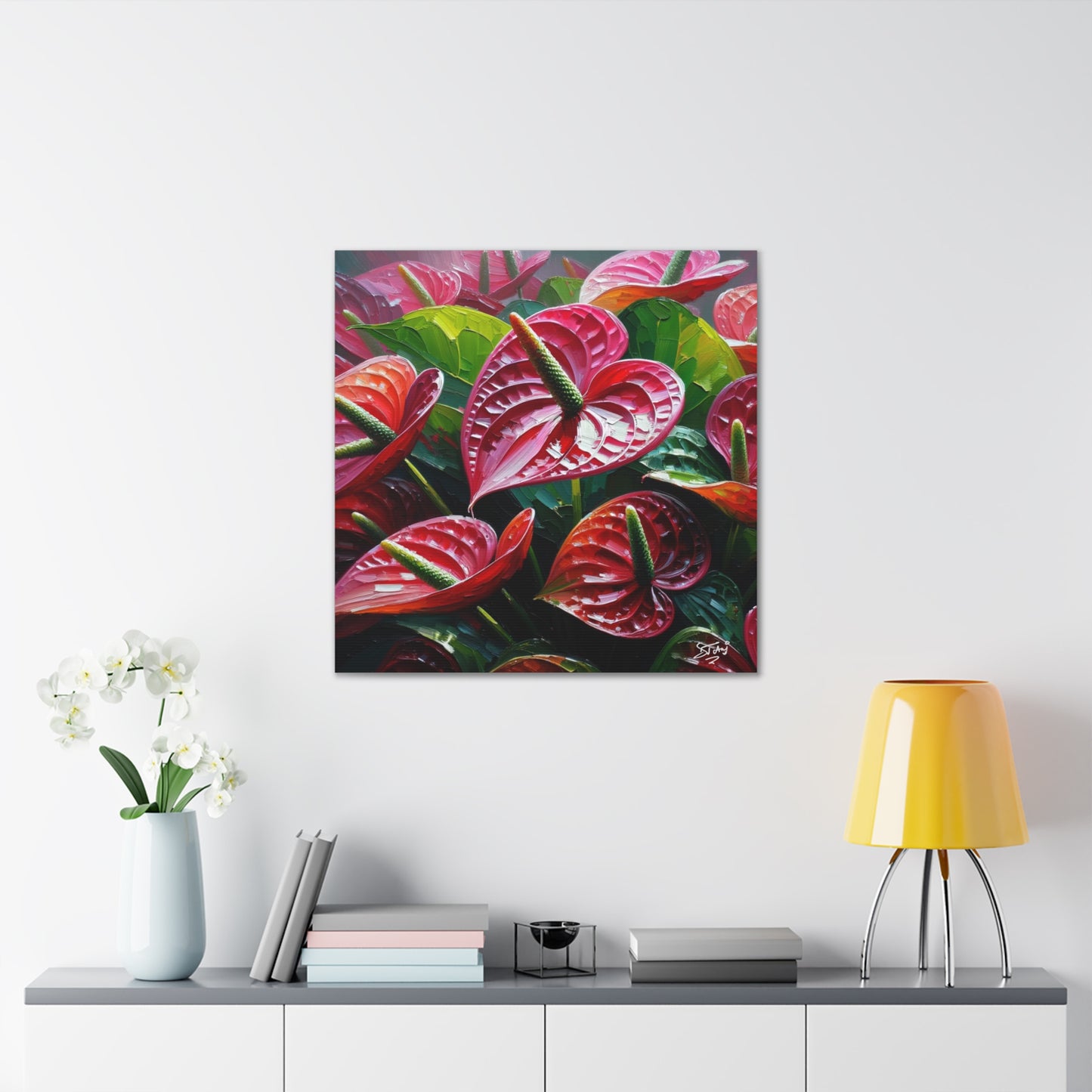 Print #3 of Anthurium flowers with a vibrant, oil-painted finish, Canvas Gallery Wraps