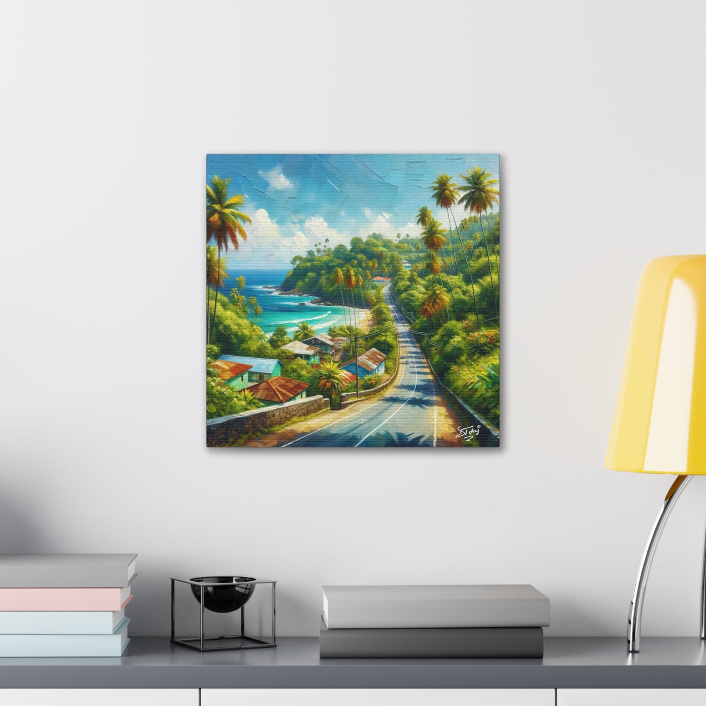 Art Print, Tranquil Countryside Road in Tobago, West Indian Art, Canvas Gallery Wraps