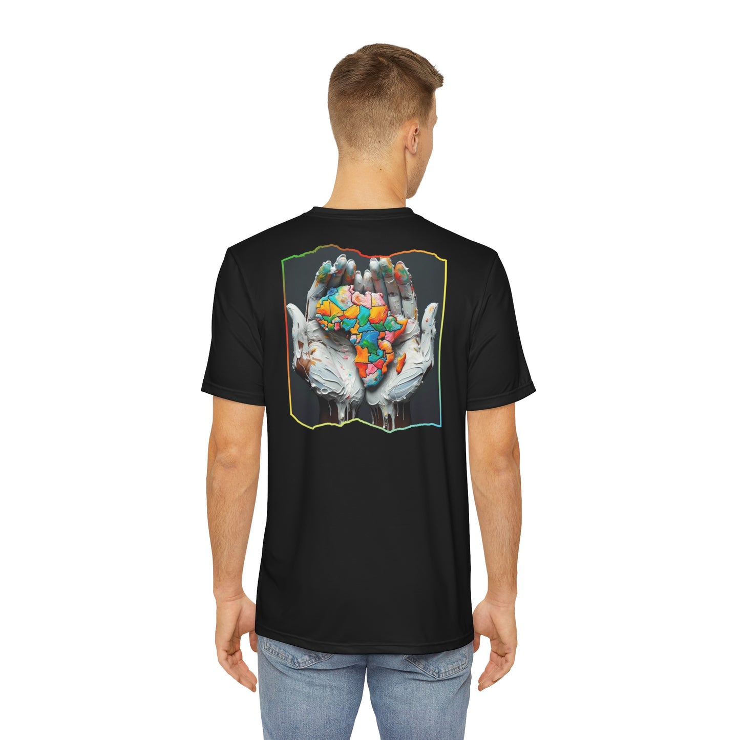 Men's Brushed Polyester Short Sleeve Tee (AOP), "Africa"