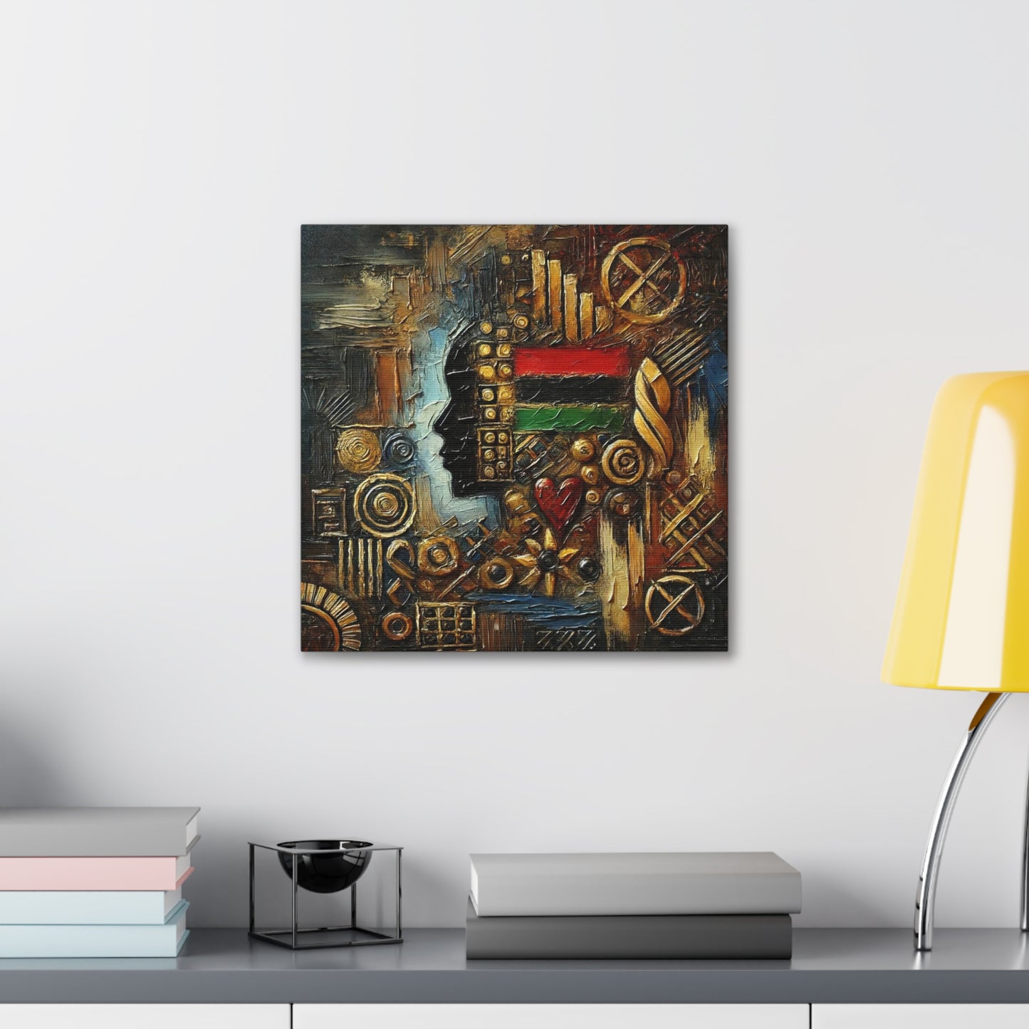 Art Print, African Print, Black Power, African Mask, Abstract Oil Finish, Unity, One Love, Canvas Gallery Wrap