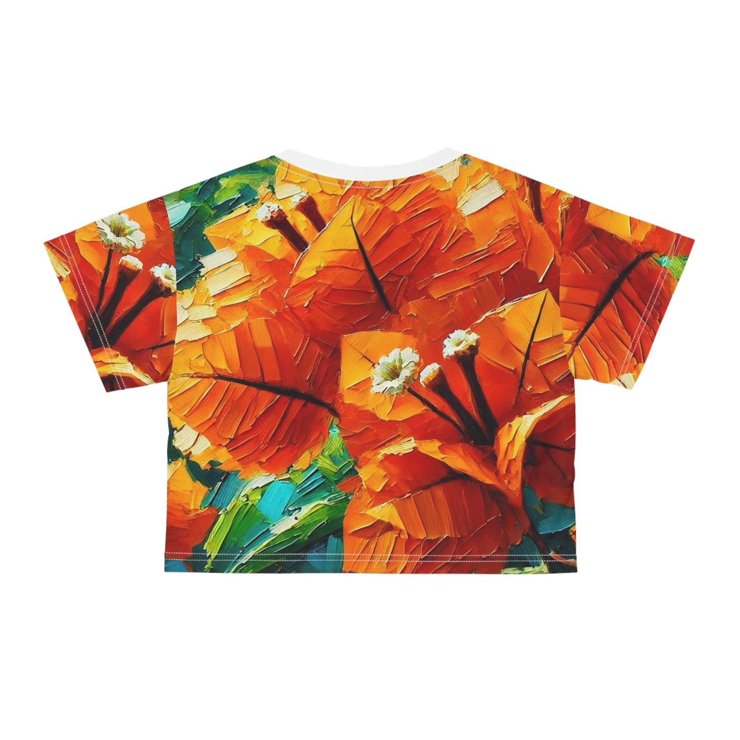 Women's Silky Soft Crop Tee (AOP) Orange Floral Print