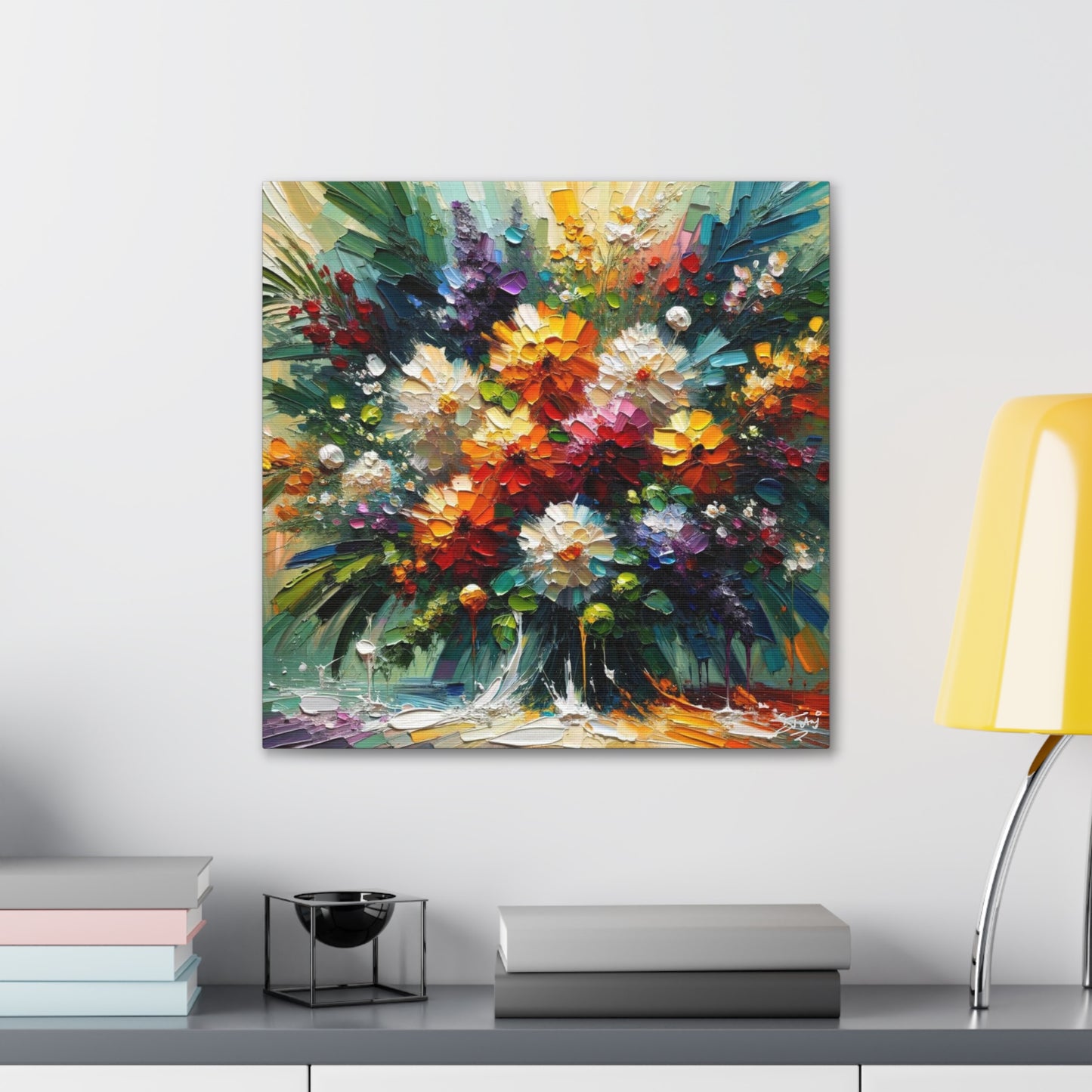 Art Print, Caribbean Flowers, Oil Finish, Caribbean Nature, Cultural, Heritage, Semi-Abstract, Canvas Gallery Wrap