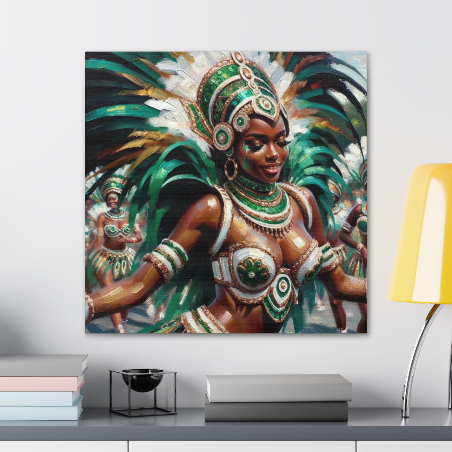 Art Print, Trini Masquerader, Carnival, Oil Finish, West Indian Ethnicity, Cultural, Heritage, Afro Caribbean Woman, Canvas Gallery Wrap