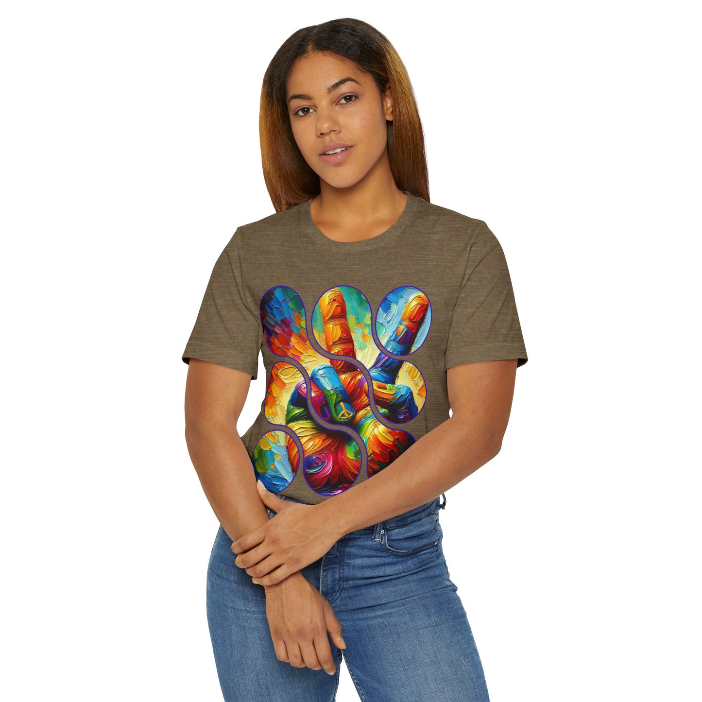 Unisex Jersey T-Shirt, "Peace" One World, Self-Love, Anti-Racism, One Love, Unity, Inclusion, Diversity, Immigrant Outsiders, Cultural Identity, Black Excellence Empowerment, Inspiration