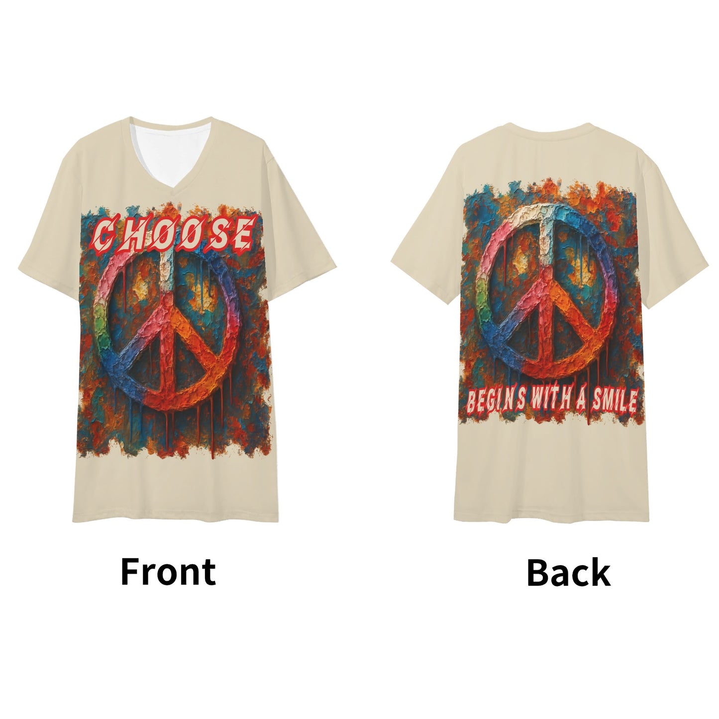 SoftSoul™ V-Neck Tee | "Choose Peace"