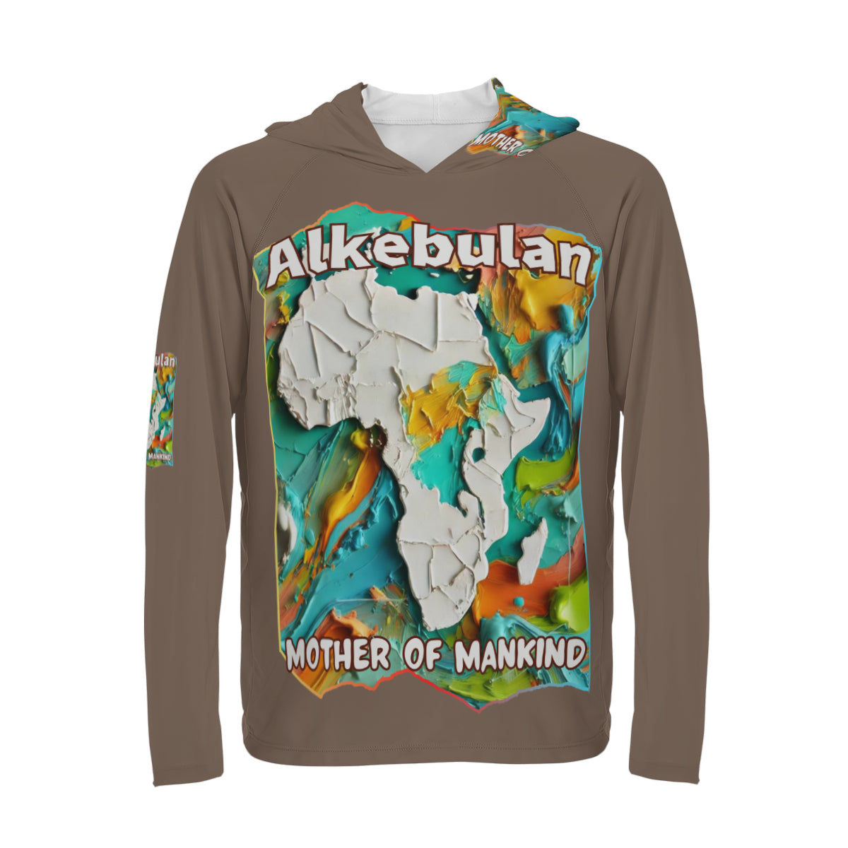 Men's Sun Protection Long Sleeve Hoodie "Alkebulan, The Mother of Mankind"