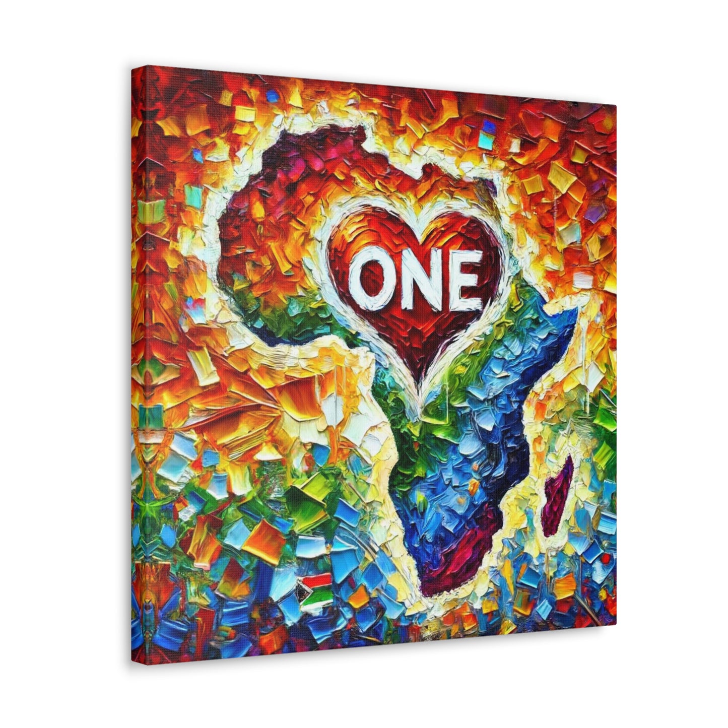 Art Print, "One Love" Oil Finish, Abstract, African Unity, Ethnicity, Cultural, Heritage, Semi-Abstract, Canvas Gallery Wrap