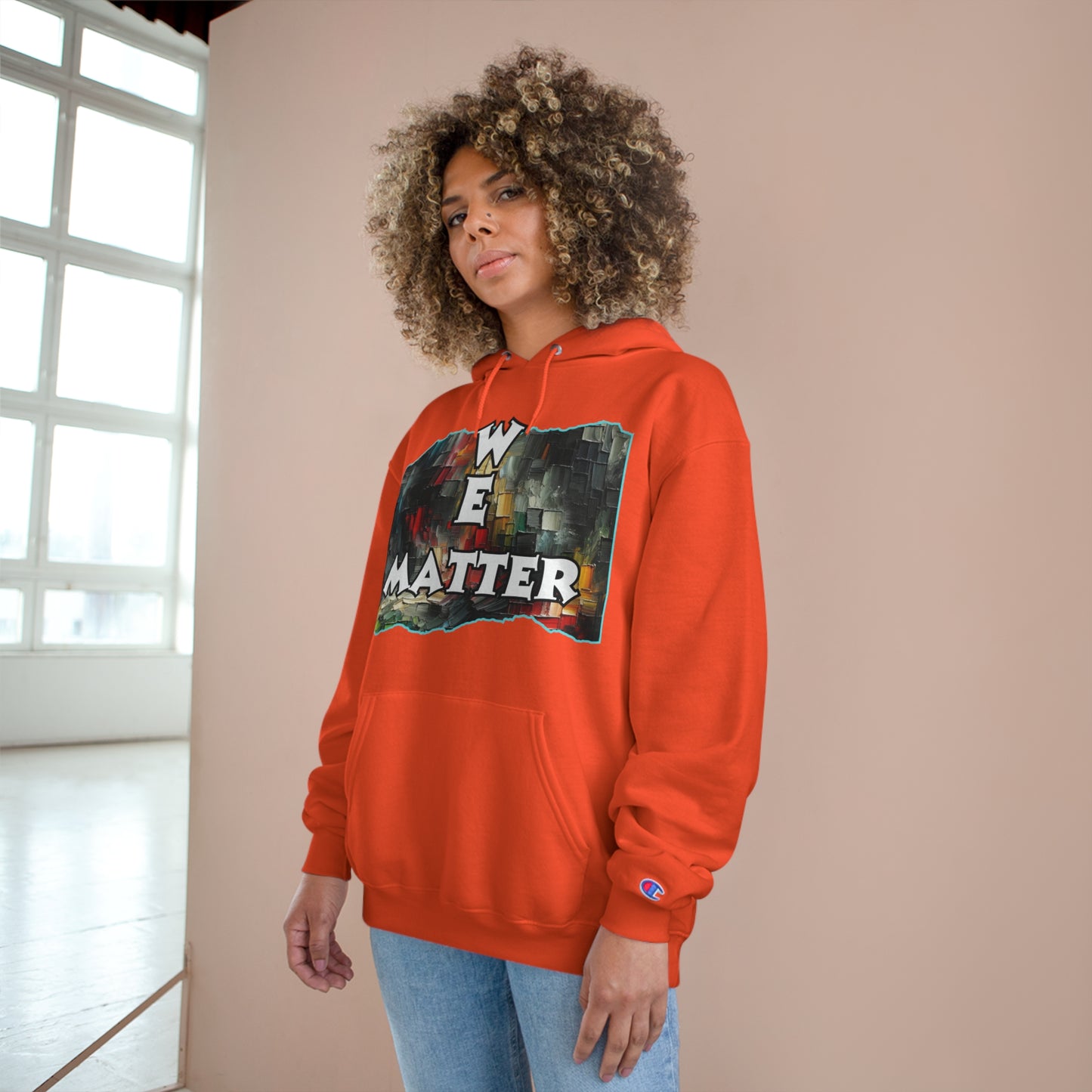 Champion Hoodie, "We Matter" Inclusion, Anti-Racism, Racial Justice, One Love, Unity, Diversity, Immigrant Outsiders, Caribbean Culture, FashionWithPurpose, ConsciousClothing, Cultural Identity, Black Inspiration Empowerment