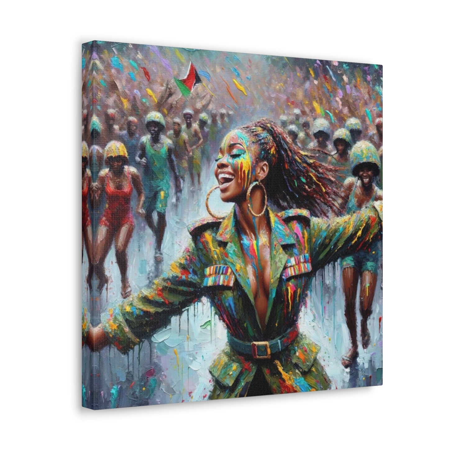 Art Print of Jouvert Morning, Afro-Caribbean Woman, Oil Finish, West Indian Ethnicity, Cultural, Heritage, Canvas Gallery Wraps