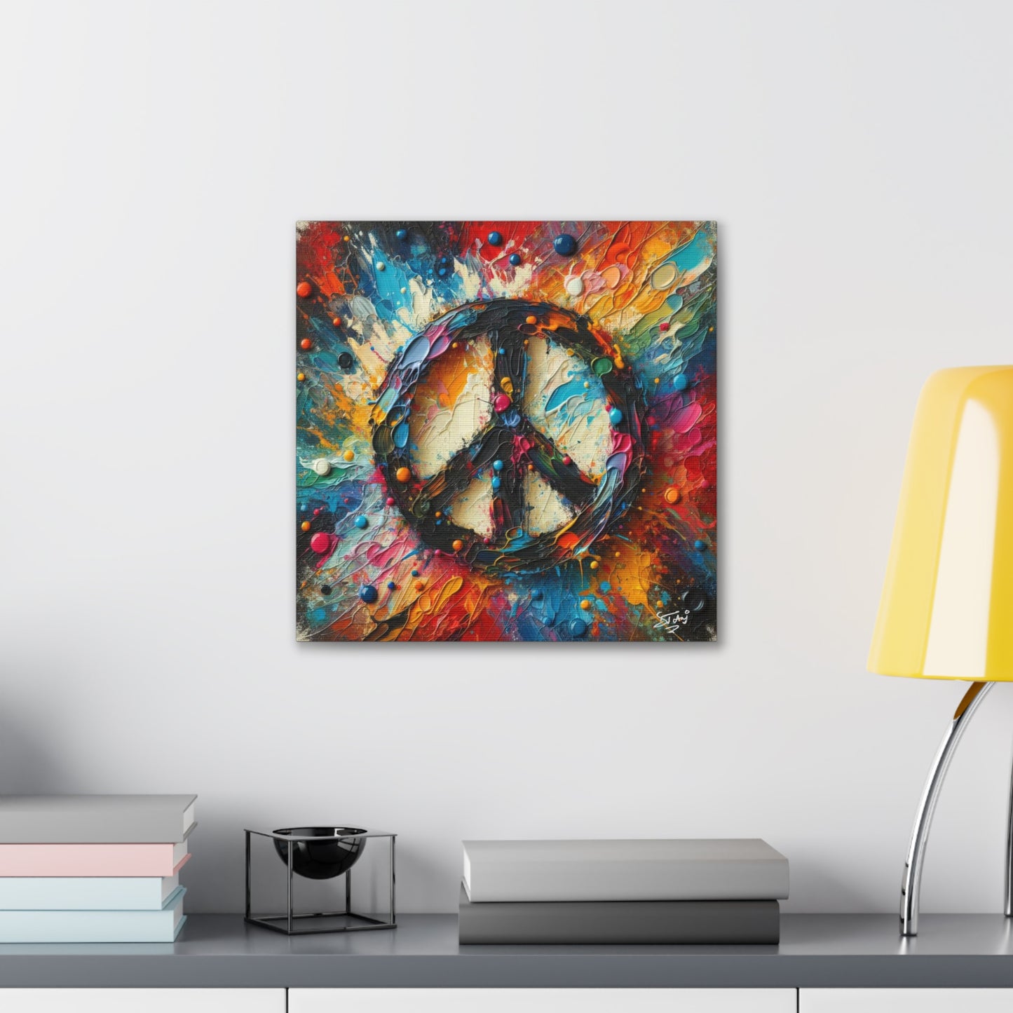 Art Print, "Peace" Oil Finish, Abstract, One Love, West Indian Ethnicity, Cultural, Heritage, Semi-Abstract, Canvas Gallery Wrap