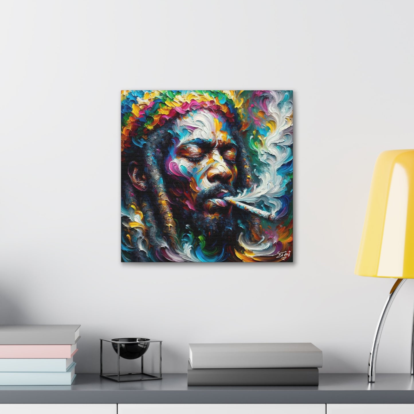 Art Print, "Rastaman Live Up," Oil Finish, West Indian Ethnicity, Cultural, Heritage, Semi-Abstract, Canvas Gallery Wrap