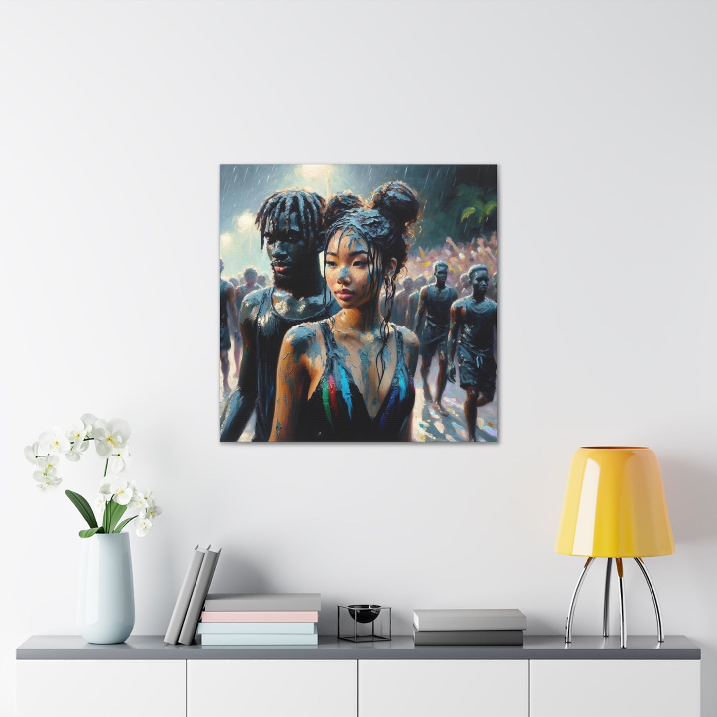 Art Print of Jouvert Morning, Afro-Caribbean Couple#5, Oil Finish, West Indian Ethnicity, Cultural, Heritage, Canvas Gallery Wraps