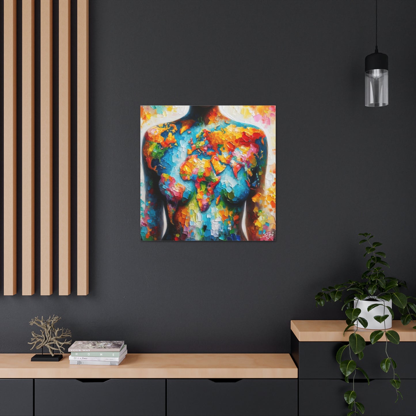 Art Print, African Woman, "World Unity," Oil Finish, One Love, West Indian Ethnicity, Cultural, Heritage, Semi-Abstract, Canvas Gallery Wrap