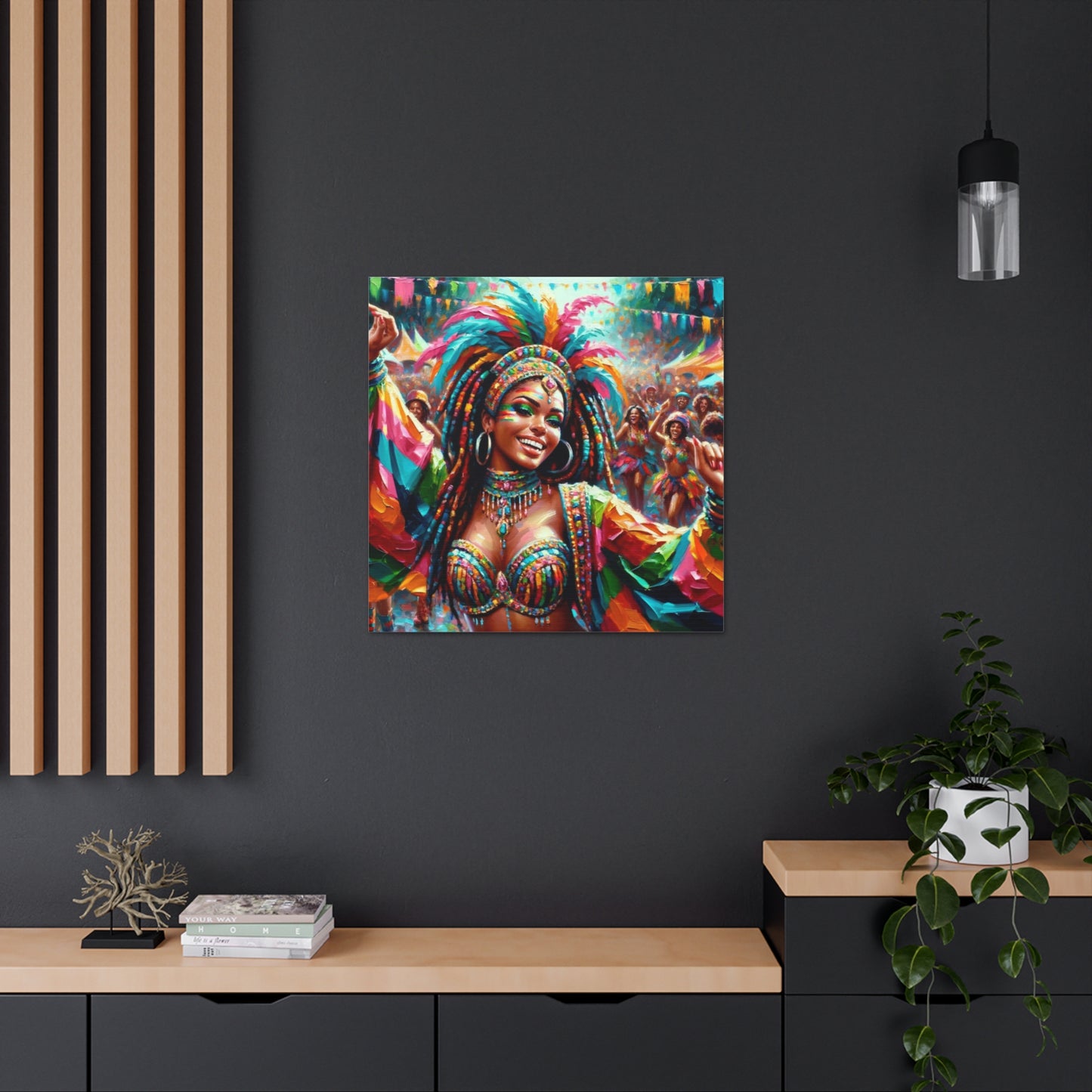 Art Print of Trini Masquerader, Carnival, Oil Finish, West Indian Ethnicity, Cultural, Heritage, Art, Black Woman, Canvas Gallery Wraps