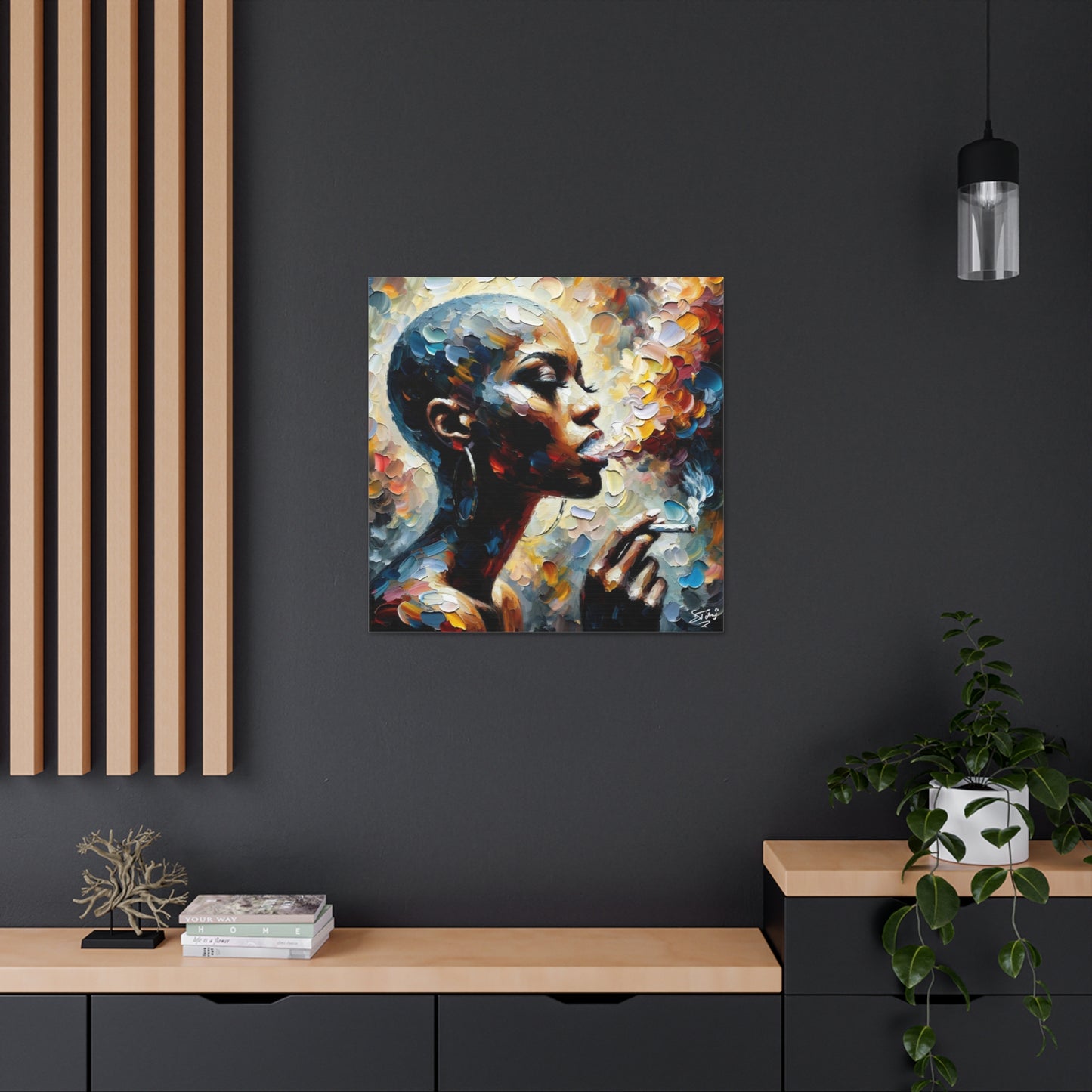 Art Print, Afro-Caribbean Woman, "Confident" Oil Finish, West Indian Ethnicity, Cultural, Heritage, Abstract, Canvas Gallery Wrap