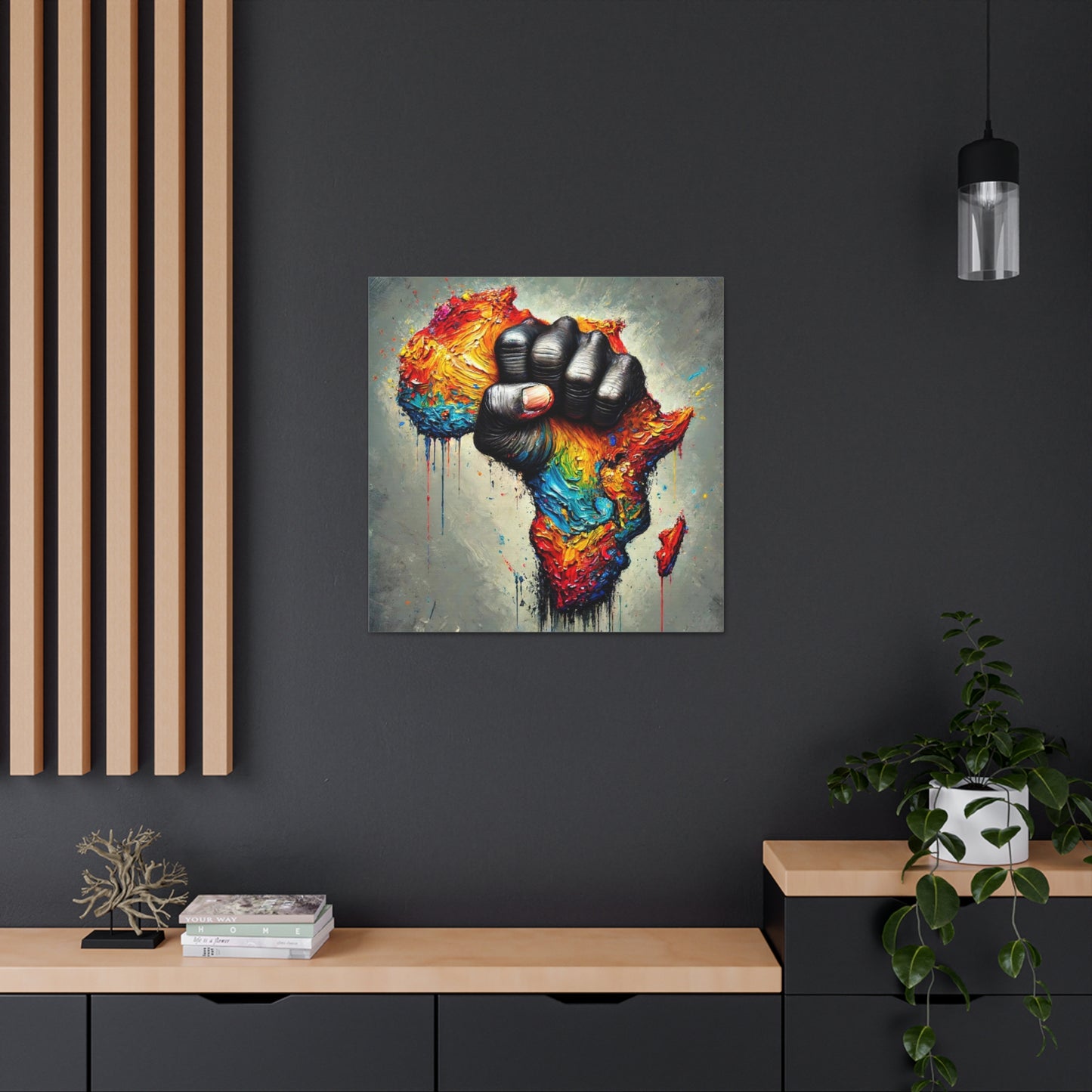 Art Print, "African Unity" Oil Finish, Abstract, One Love, West Indian Ethnicity, Cultural, Heritage, Semi-Abstract, Canvas Gallery Wrap