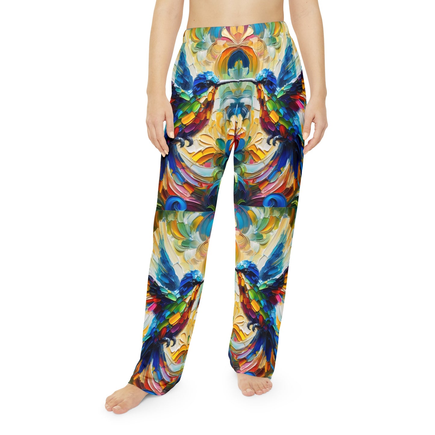 Women's Brushed Polyester Lounge Pants (AOP) Humming Bird Print