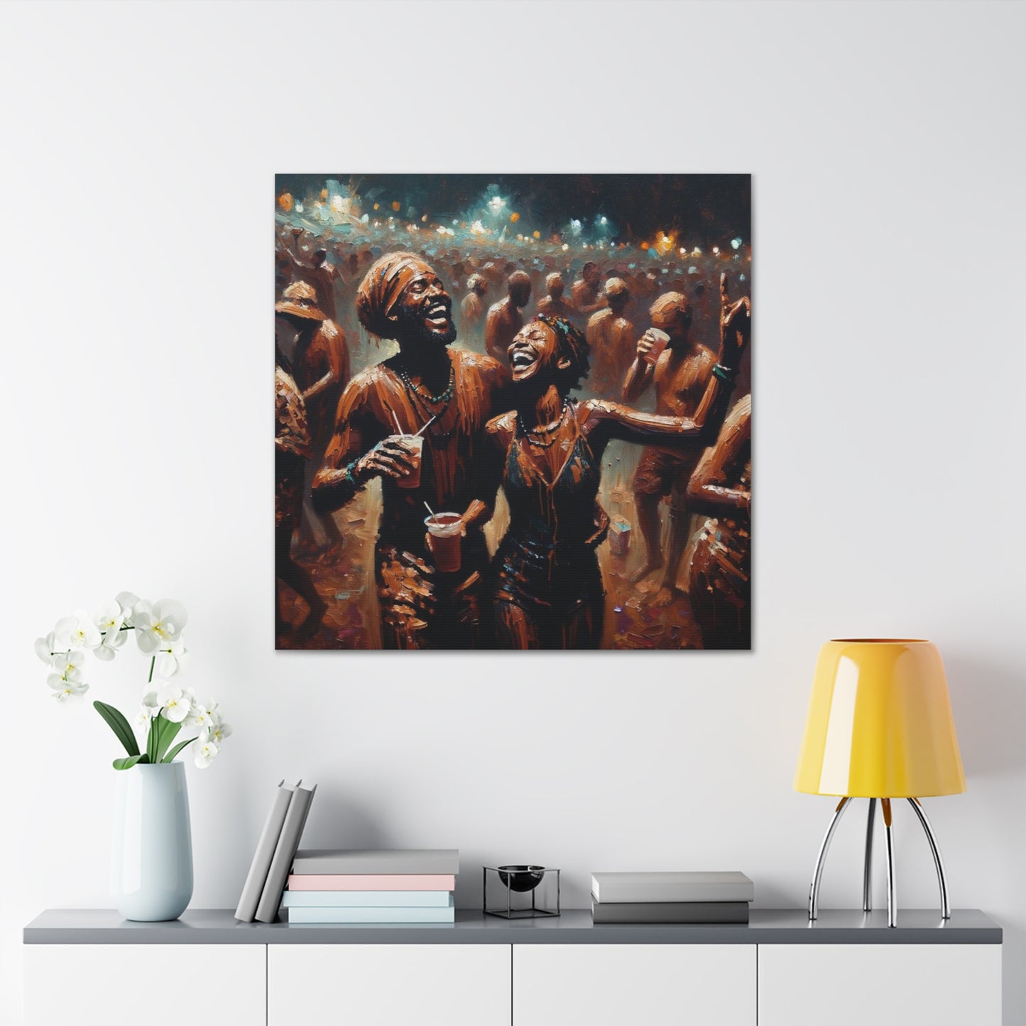 Art Print of Jouvert Morning, Afro-Caribbean Couple#6, Oil Finish, West Indian Ethnicity, Cultural, Heritage, Canvas Gallery Wraps