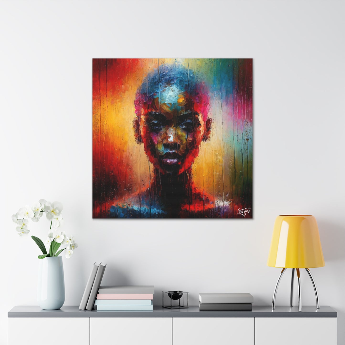 Art Print, Afro-Caribbean Woman in Sauna (2), Oil Finish, West Indian Ethnicity, Cultural, Heritage, Semi-Abstract, Canvas Gallery Wrap