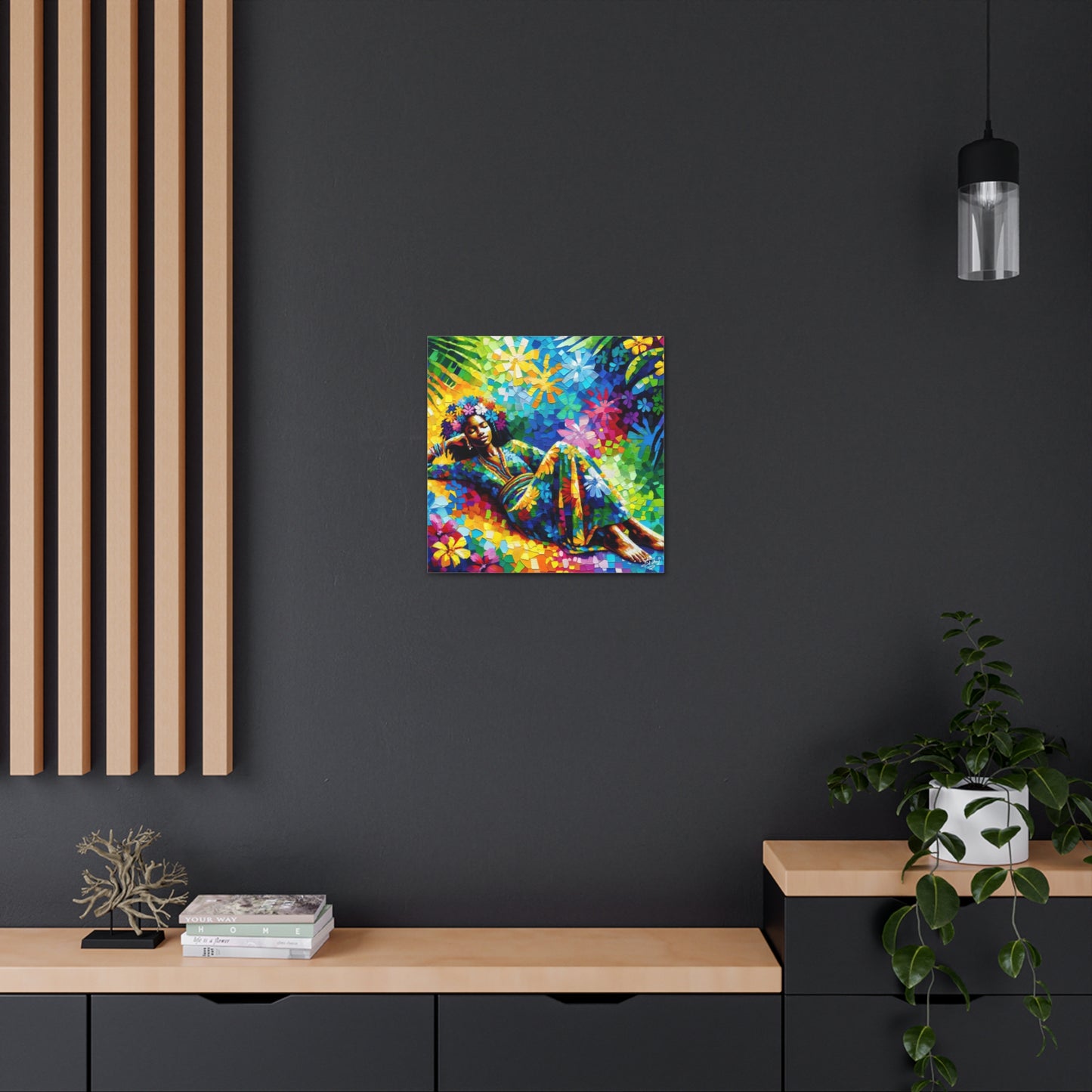 Art Print, Afro-Caribbean Woman, Oil Finish, West Indian Ethnicity, Cultural, Heritage, Semi-Abstract, Canvas Gallery Wrap