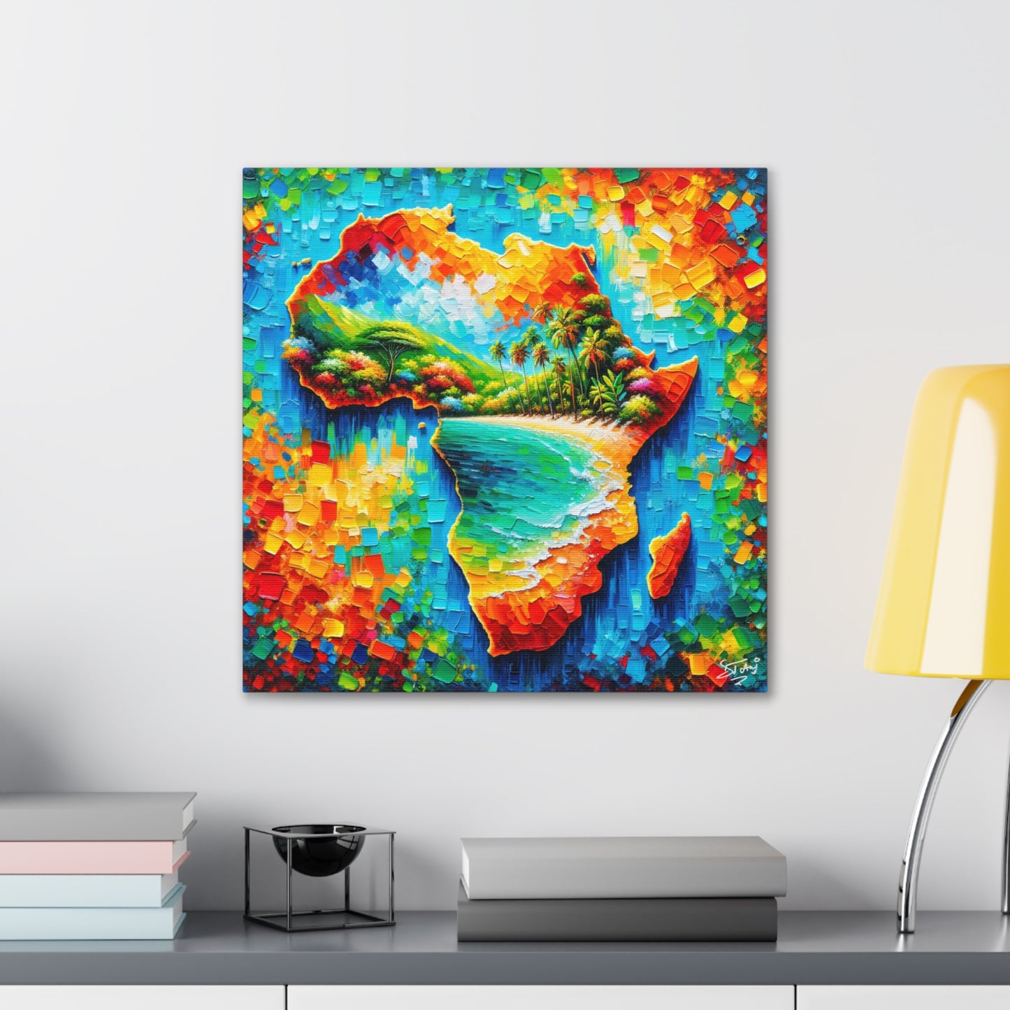 Art Print, "From Africa to the Caribbean" Oil Finish, West Indian Ethnicity, Cultural, Heritage, Abstract, Canvas Gallery Wrap