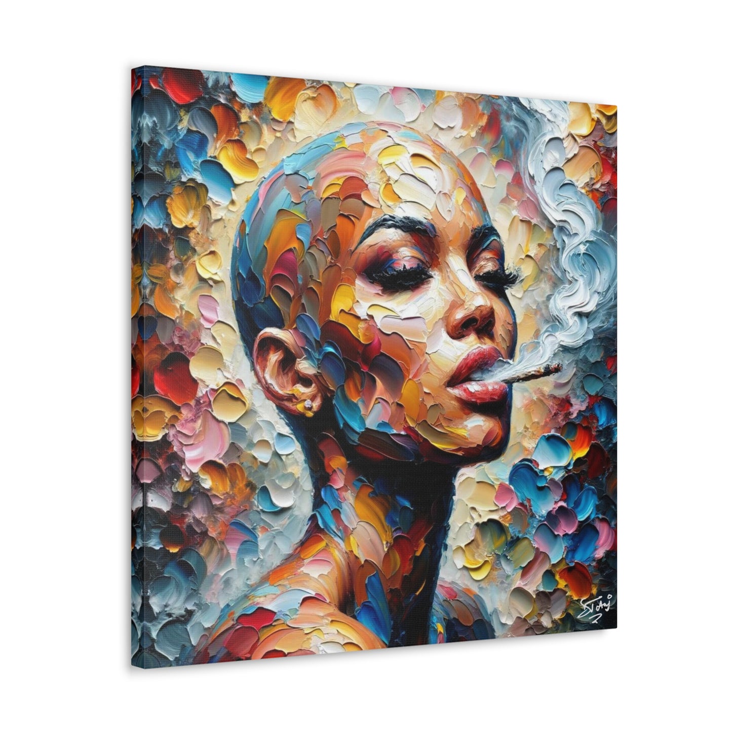 Art Print, Afro-Caribbean Woman, Oil Finish, West Indian Ethnicity, Cultural, Heritage, Semi-Abstract, Canvas Gallery Wrap