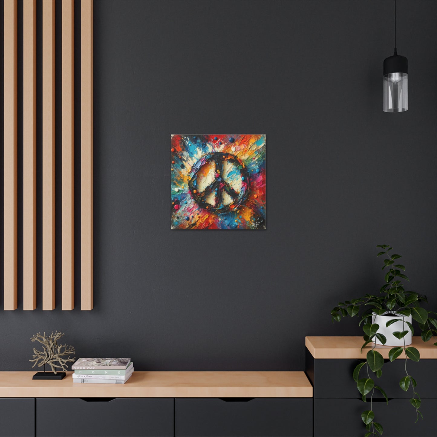 Art Print, "Peace" Oil Finish, Abstract, One Love, West Indian Ethnicity, Cultural, Heritage, Semi-Abstract, Canvas Gallery Wrap