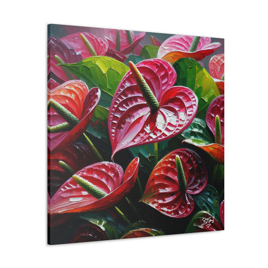 Print #3 of Anthurium flowers with a vibrant, oil-painted finish, Canvas Gallery Wraps