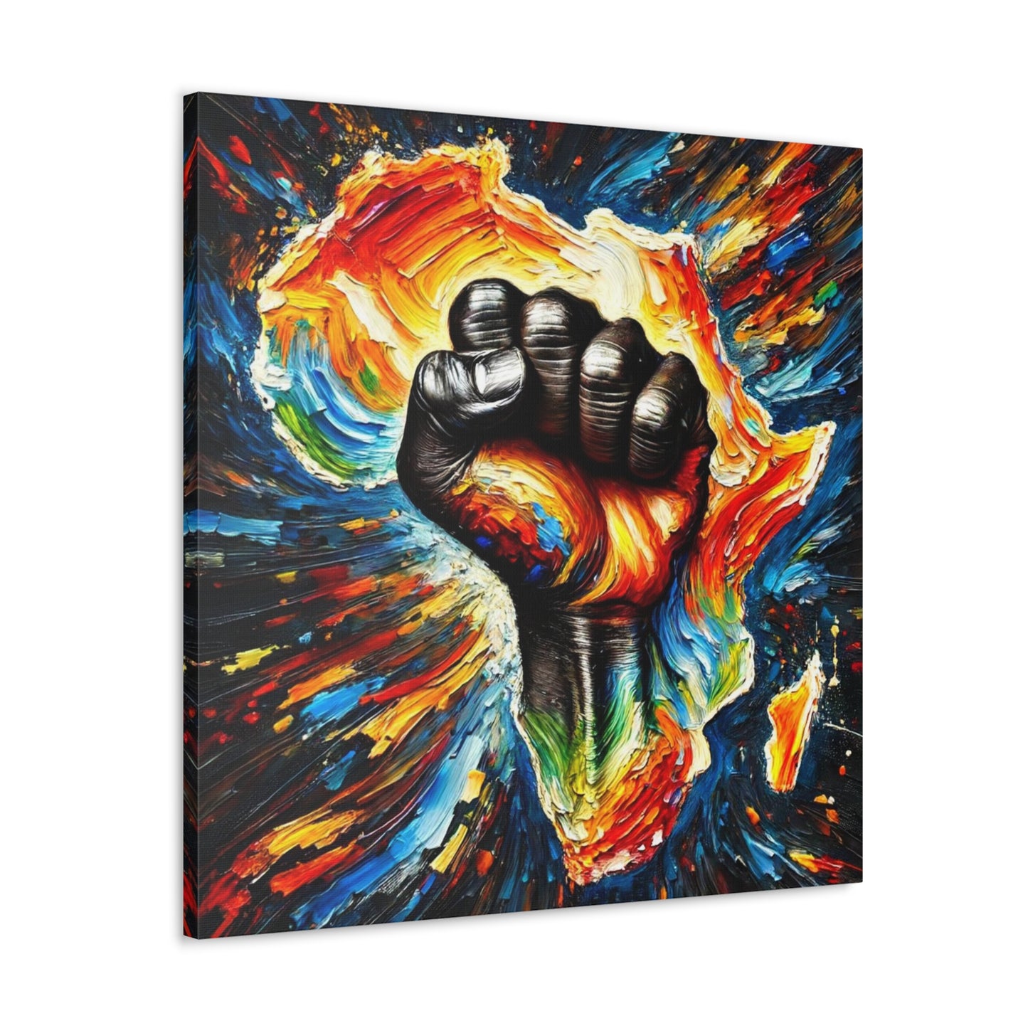 Art Print, "African Unity" Oil Finish, Abstract, One Love, West Indian Ethnicity, Cultural, Heritage, Semi-Abstract, Canvas Gallery Wrap