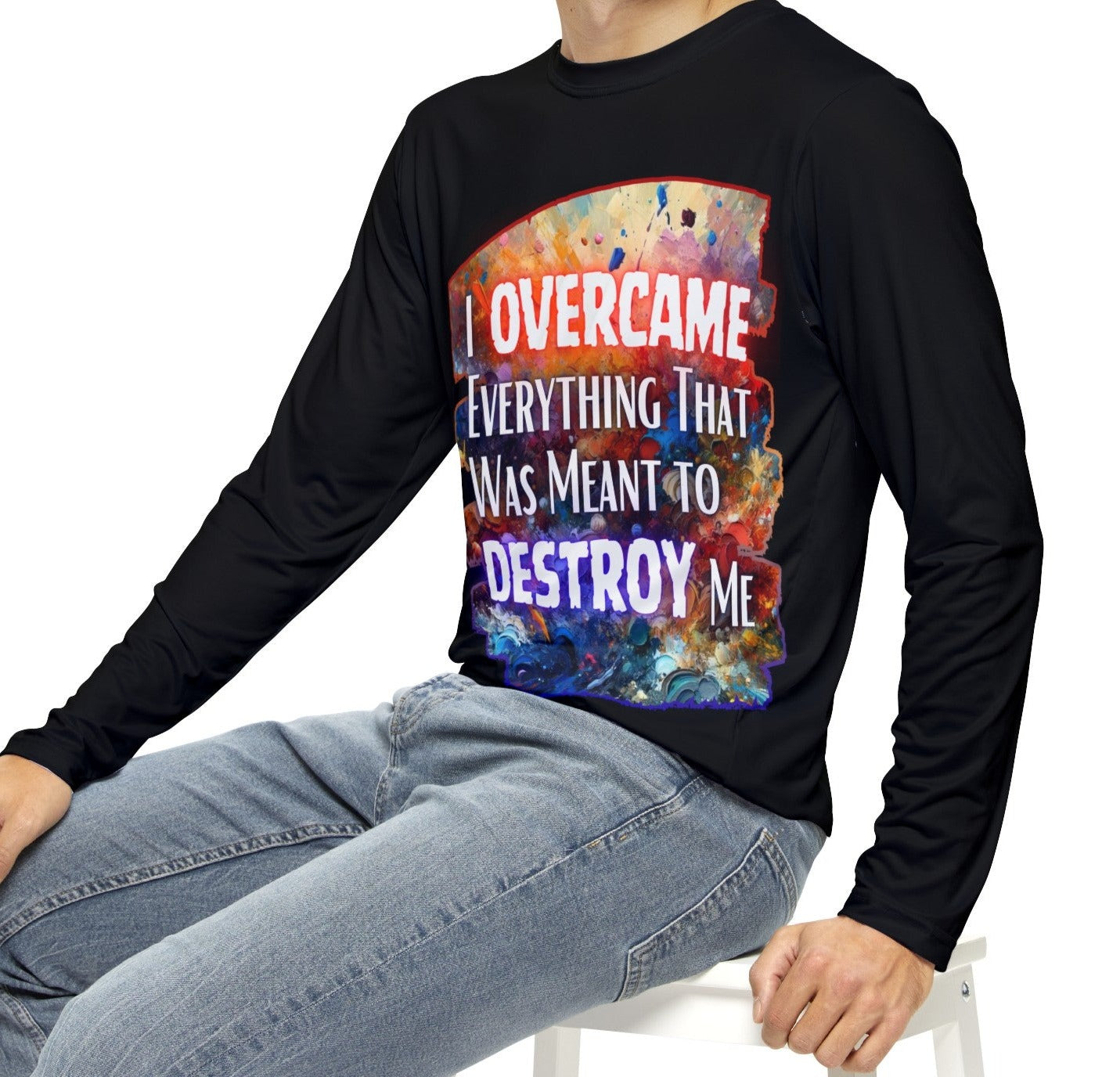 Men's Brushed Polyester Long Sleeve Shirt (AOP) "I Overcame Everything..."