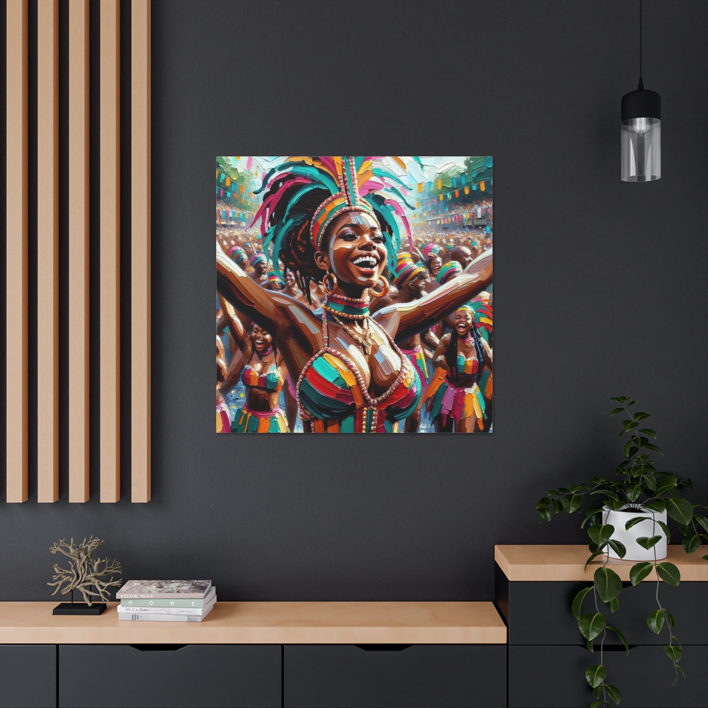 Art Print#2 of Trini Masquerader, Carnival, Oil Finish, West Indian Ethnicity, Cultural, Heritage, Art, Black Woman, Canvas Gallery Wraps