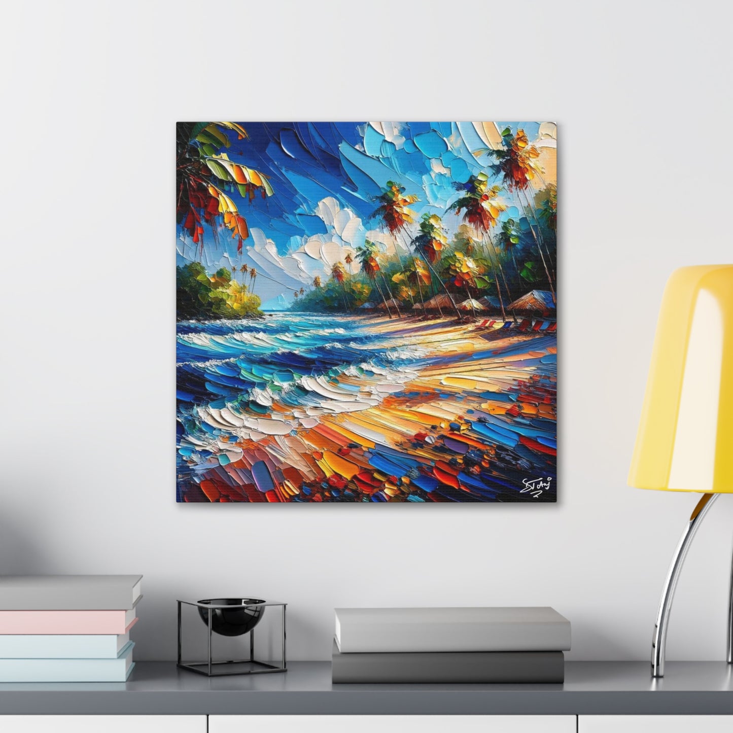 Art Print of Caribbean Beach Scene, Tobago, West Indian Art, Canvas Gallery Wraps