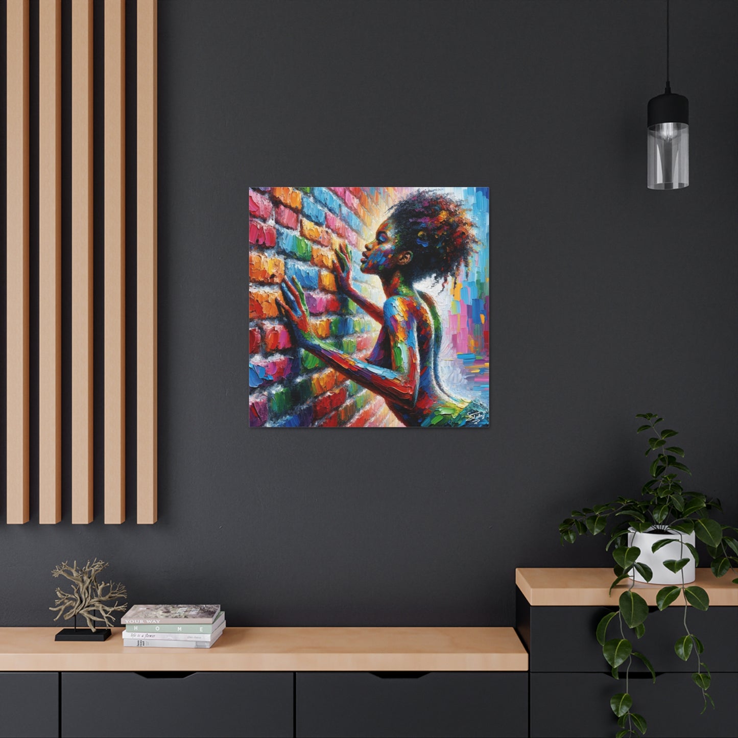 Art Print, Afro-Caribbean Woman "In Paint," (8) Oil Finish, West Indian Ethnicity, Cultural, Heritage, Semi-Abstract, Canvas Gallery Wrap