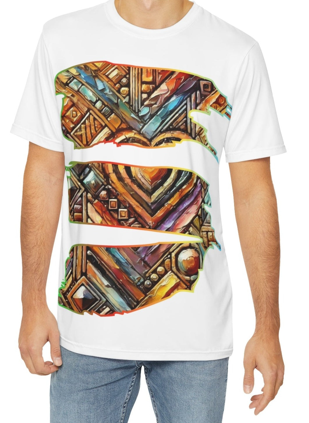 Men's Brushed Polyester Short Sleeve Tee (AOP), "Abstract African Print"