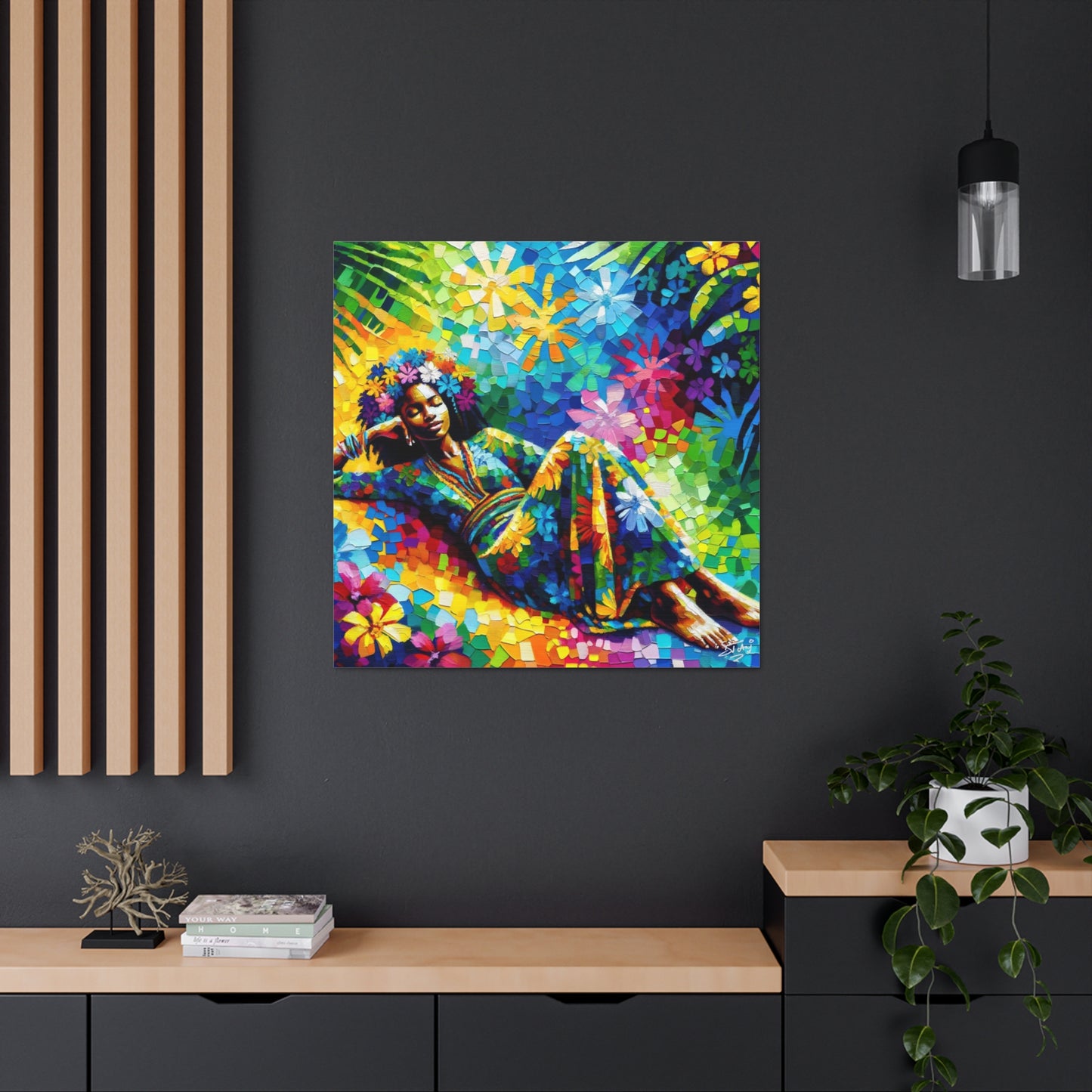 Art Print, Afro-Caribbean Woman, Oil Finish, West Indian Ethnicity, Cultural, Heritage, Semi-Abstract, Canvas Gallery Wrap