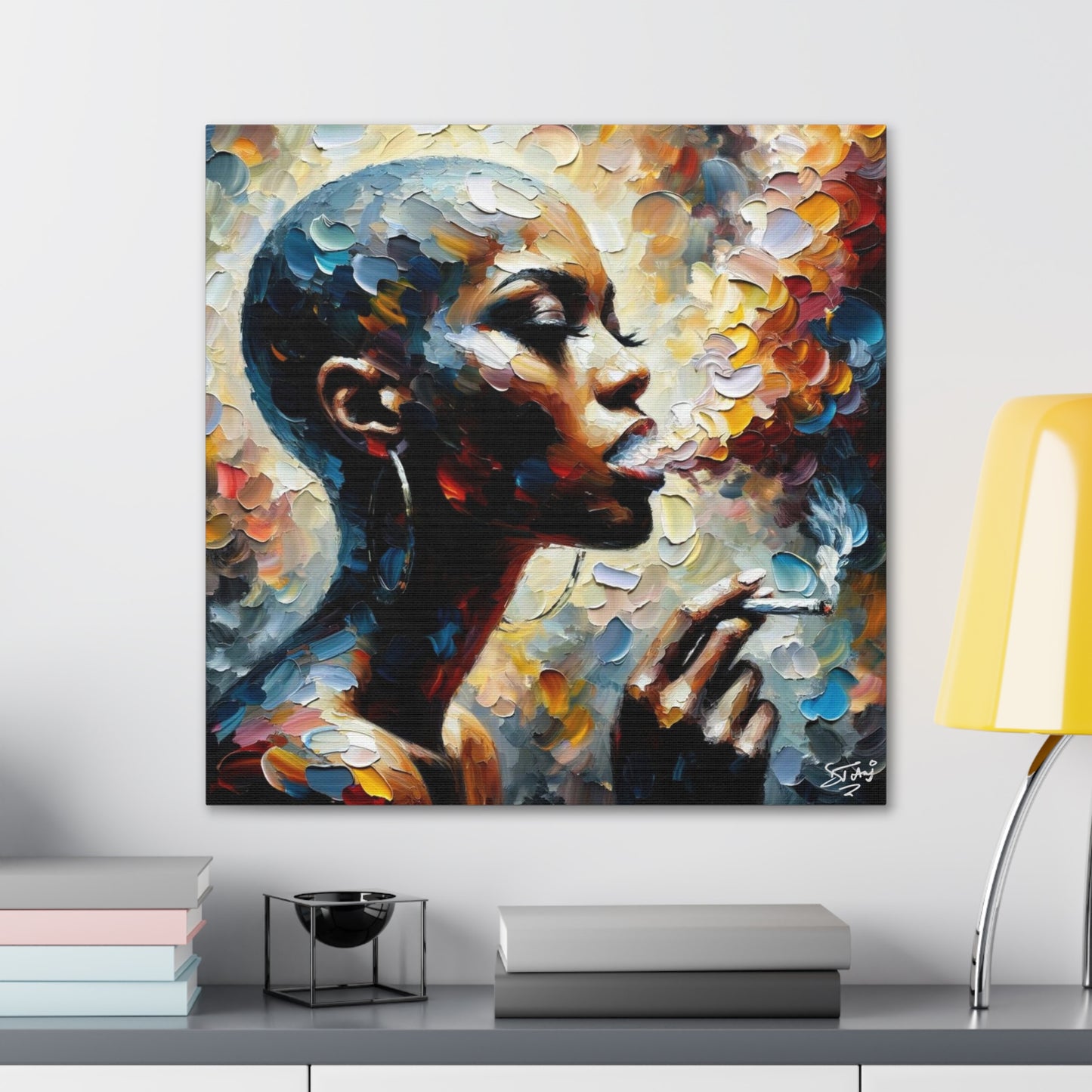 Art Print, Afro-Caribbean Woman, "Confident" Oil Finish, West Indian Ethnicity, Cultural, Heritage, Abstract, Canvas Gallery Wrap