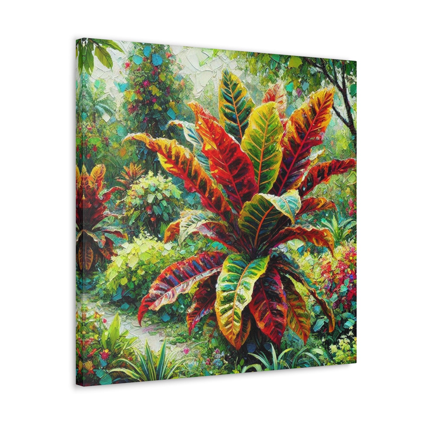 Art Print, Crotons, Oil Finish, West Indian Art, Canvas Gallery Wraps