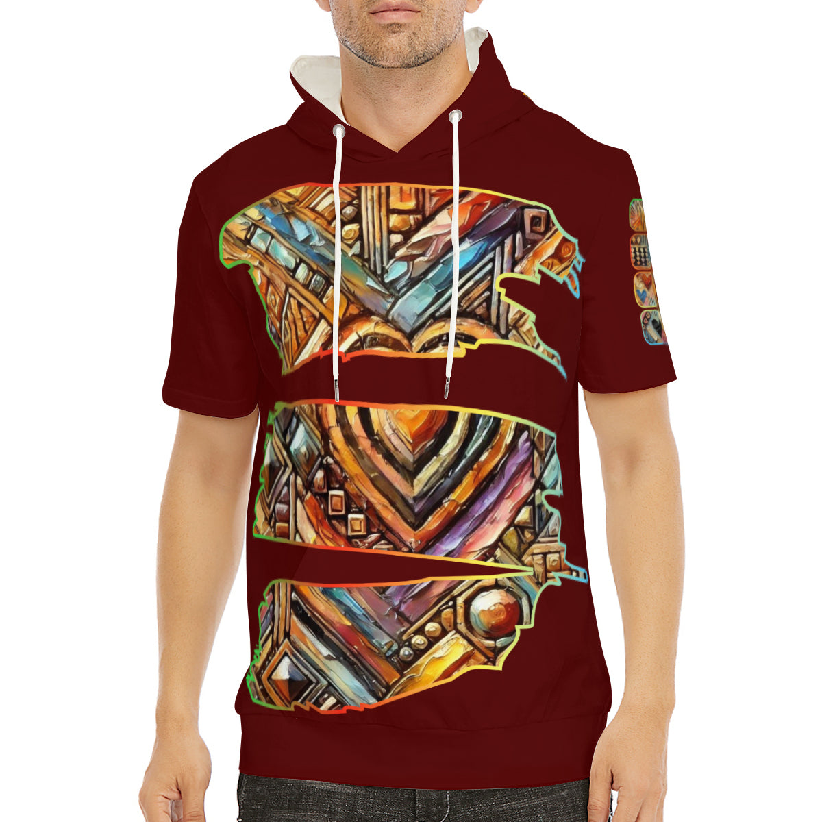 Men’s Cotton Hooded T-Shirt "African Abstract Print"