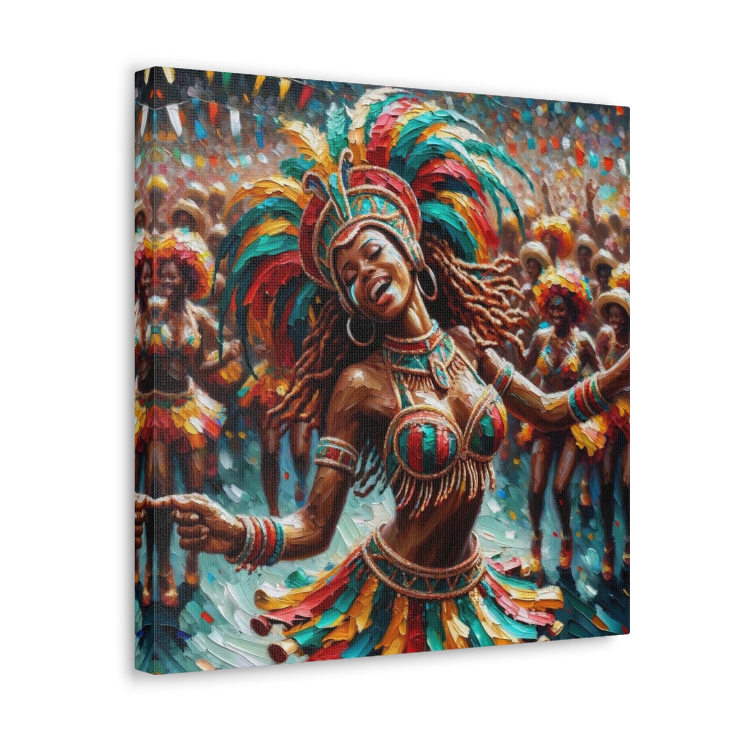 Art Print#4 of Trini Masquerader, Carnival, Oil Finish, West Indian Ethnicity, Cultural, Heritage, Art, Black Woman, Canvas Gallery Wraps