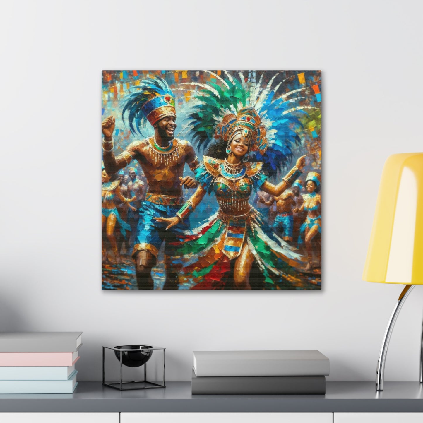 Art Print, Trini Masqueraders#6, Carnival, Oil Finish, West Indian Ethnicity, Cultural, Heritage, Indo & Afro Caribbean, Canvas Gallery Wrap