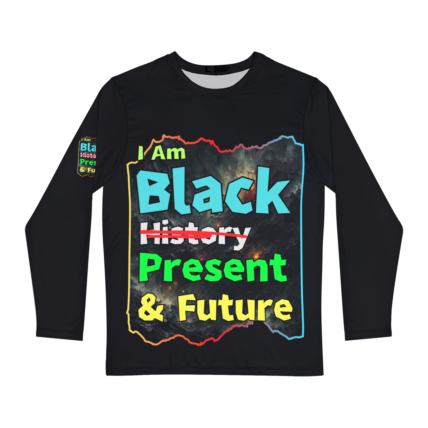 Men's Brushed Polyester Long Sleeve Shirt (AOP) "I Am Black Present & Future"