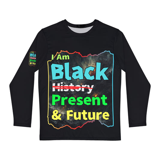 Men's Brushed Polyester Long Sleeve Shirt (AOP) "I Am Black Present & Future"