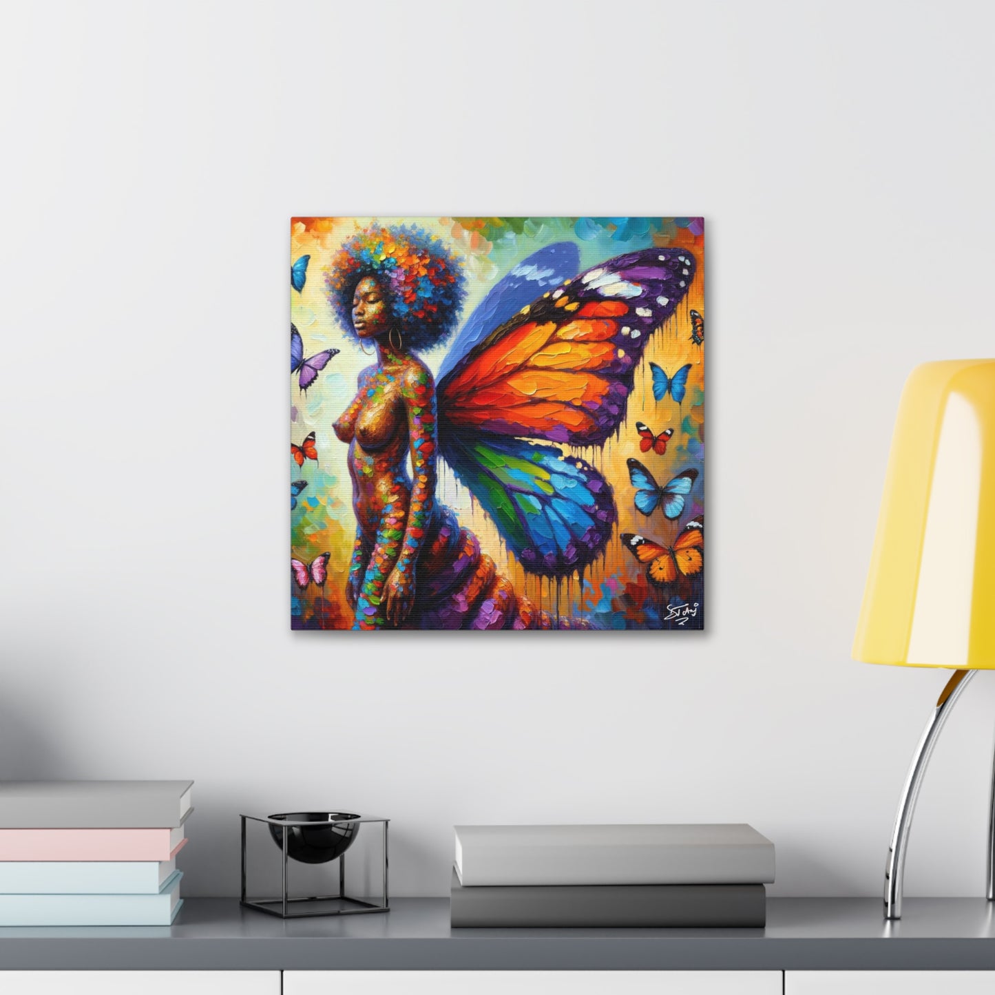 Art Print, Black Woman, "Change is Growth," Oil Finish, West Indian Ethnicity, Cultural, Heritage, Semi-Abstract, Canvas Gallery Wrap